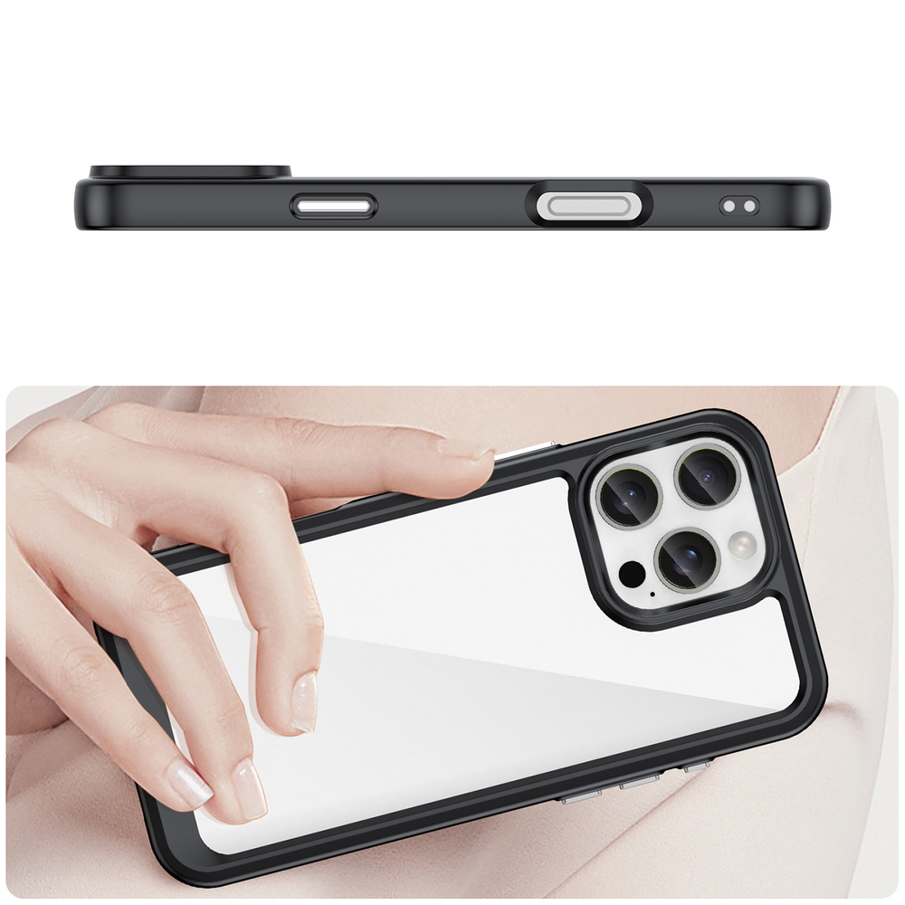 iTok webáruház - Hurtel Outer Space Case gélkeretes tok iPhone 16 Pro készülékhez (fekete) 4 Outer Space Case with Gel Frame for iPhone 16 Pro (fekete)