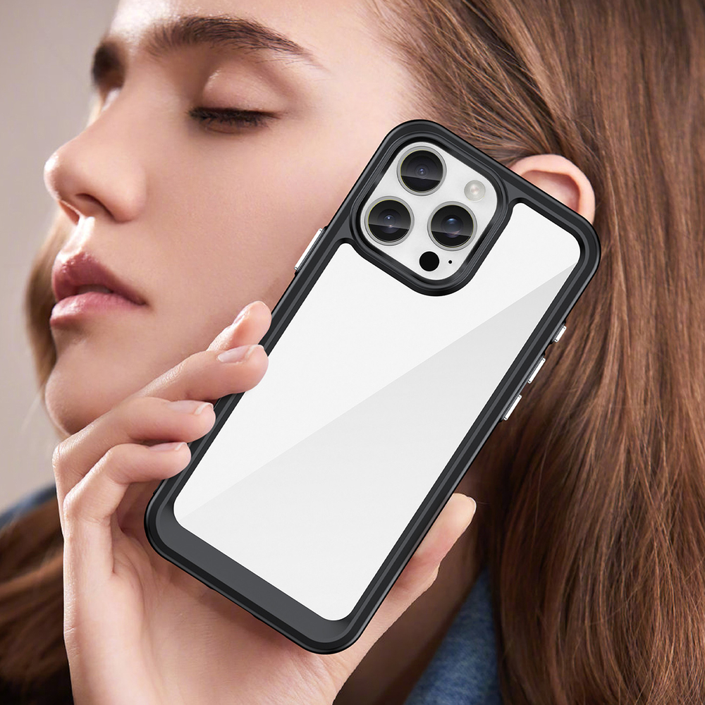 iTok webáruház - Hurtel Outer Space Case gélkeretes tok iPhone 16 Pro készülékhez (fekete) 7 Outer Space Case with Gel Frame for iPhone 16 Pro (fekete)