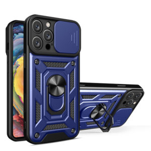 Hybrid Armor Camshield iPhone 16 Pro páncéltok kamerafedéllel és állvánnyal (kék)