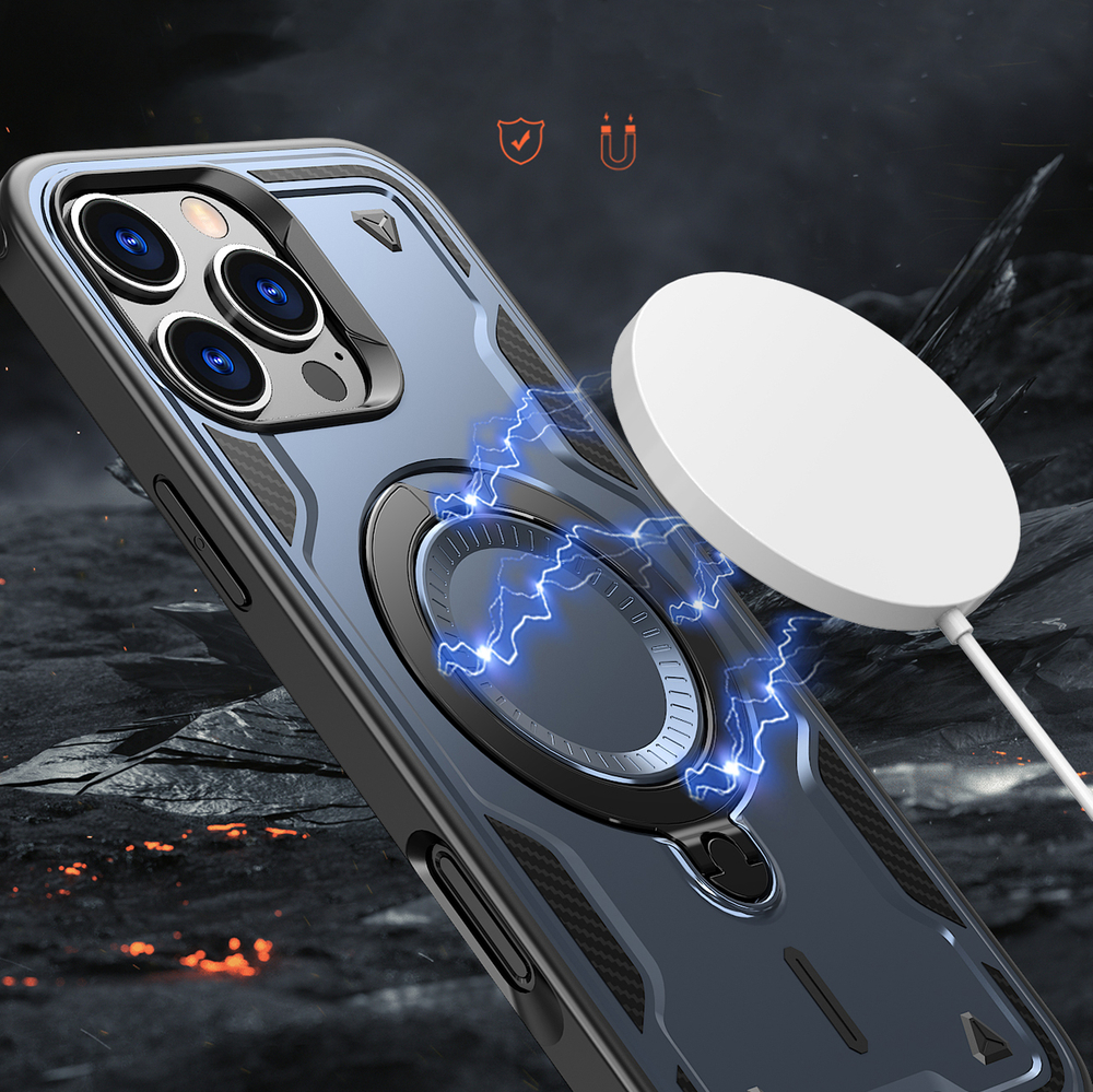 iTok webáruház - Hurtel Hybrid Armor Trendy tok MagSafe kompatibilis iPhone 16 Pro készülékhez (kék) 3 Hybrid Armor Trendy Case with MagSafe for iPhone 16 Pro (kék)