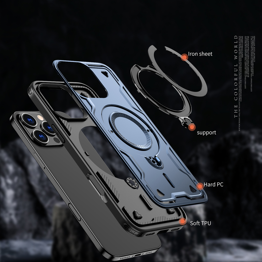 iTok webáruház - Hurtel Hybrid Armor Trendy tok MagSafe kompatibilis iPhone 16 Pro készülékhez (kék) 4 Hybrid Armor Trendy Case with MagSafe for iPhone 16 Pro (kék)