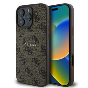 Guess 4G Ring Classic Logo MagSafe tok iPhone 16 Pro készülékhez (barna)
