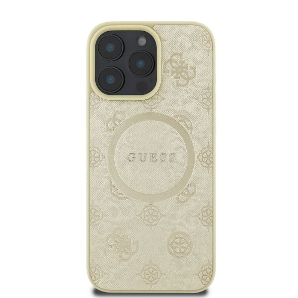 iTok webáruház - Guess Guess Saffiano Peony Classic Logo MagSafe tok iPhone 16 Pro készülékhez (arany) 3 Guess Saffiano Peony Classic Logo MagSafe case for iPhone 16 Pro (arany)