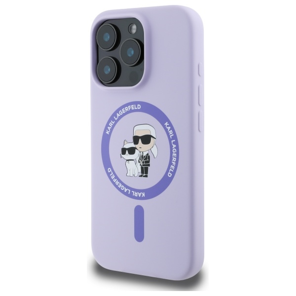 iTok webáruház - Karl Lagerfeld Karl Lagerfeld Karl & Choupette Heads Ring MagSafe szilikon tok iPhone 16 Pro készülékhez (lila) 2 Karl Lagerfeld Silicone Karl&Choupette Heads Ring MagSafe Case for iPhone 16 Pro (lila)