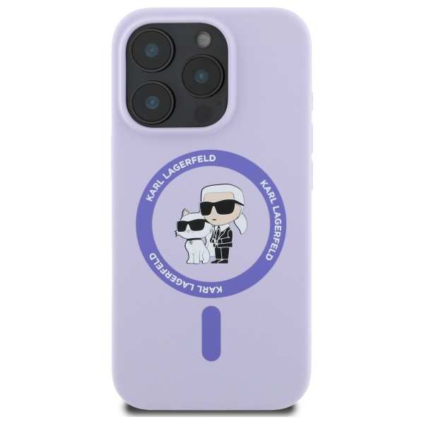 iTok webáruház - Karl Lagerfeld Karl Lagerfeld Karl & Choupette Heads Ring MagSafe szilikon tok iPhone 16 Pro készülékhez (lila) 3 Karl Lagerfeld Silicone Karl&Choupette Heads Ring MagSafe Case for iPhone 16 Pro (lila)
