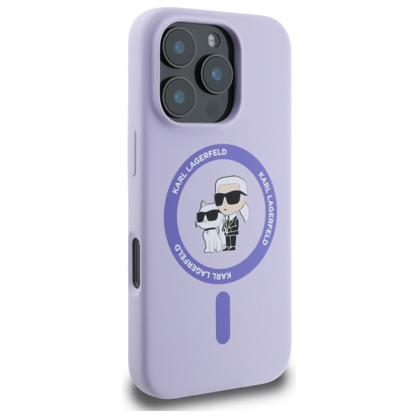 iTok webáruház - Karl Lagerfeld Karl Lagerfeld Karl & Choupette Heads Ring MagSafe szilikon tok iPhone 16 Pro készülékhez (lila) 4 Karl Lagerfeld Silicone Karl&Choupette Heads Ring MagSafe Case for iPhone 16 Pro (lila)