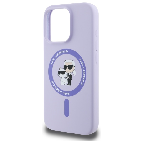 iTok webáruház - Karl Lagerfeld Karl Lagerfeld Karl & Choupette Heads Ring MagSafe szilikon tok iPhone 16 Pro készülékhez (lila) 6 Karl Lagerfeld Silicone Karl&Choupette Heads Ring MagSafe Case for iPhone 16 Pro (lila)