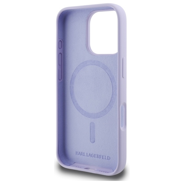 iTok webáruház - Karl Lagerfeld Karl Lagerfeld Karl & Choupette Heads Ring MagSafe szilikon tok iPhone 16 Pro készülékhez (lila) 7 Karl Lagerfeld Silicone Karl&Choupette Heads Ring MagSafe Case for iPhone 16 Pro (lila)