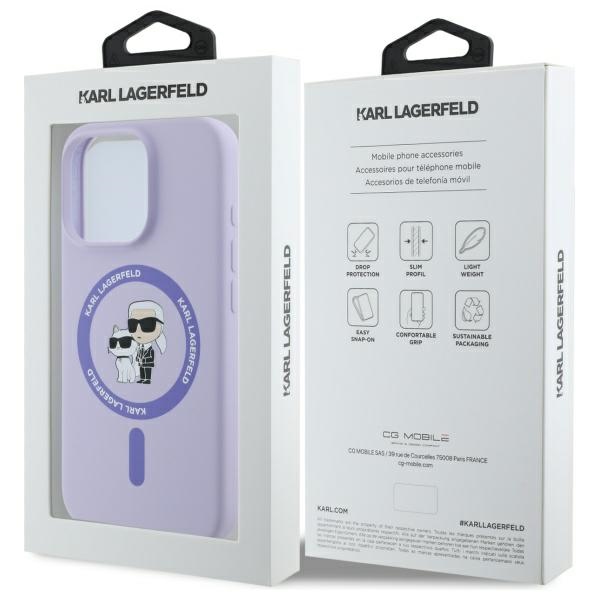 iTok webáruház - Karl Lagerfeld Karl Lagerfeld Karl & Choupette Heads Ring MagSafe szilikon tok iPhone 16 Pro készülékhez (lila) 8 Karl Lagerfeld Silicone Karl&Choupette Heads Ring MagSafe Case for iPhone 16 Pro (lila)