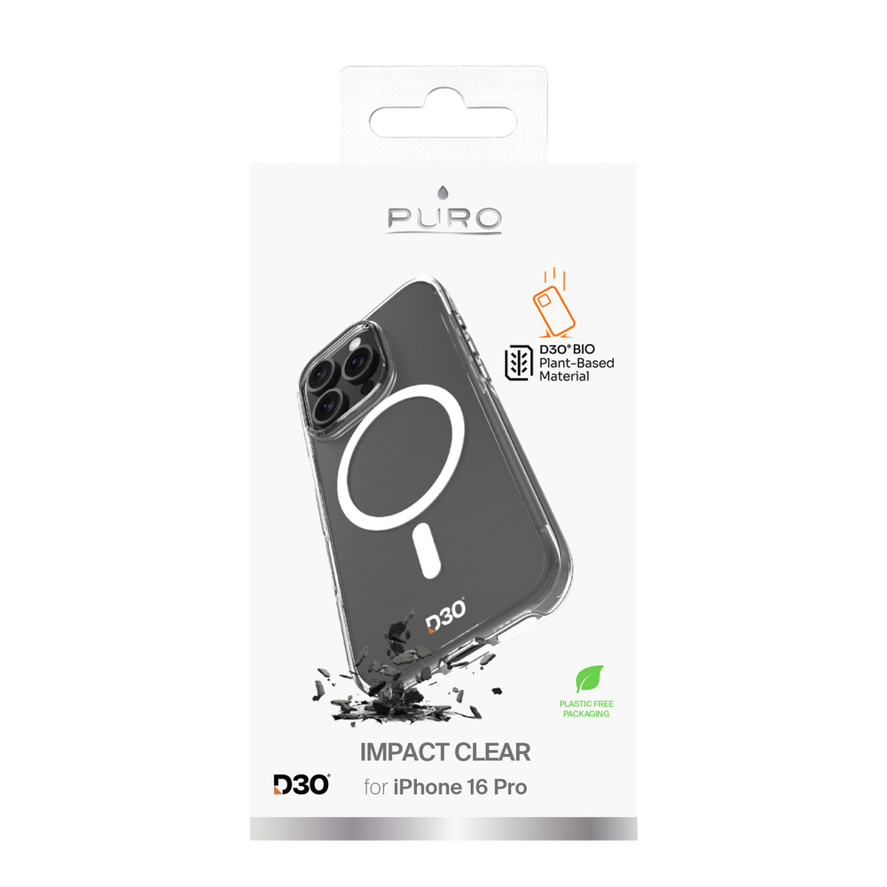 iTok webáruház - Puro Puro Impact Clear D3O MagSafe szilikon tok iPhone 16 Pro készülékhez (átlátszó) 7 Puro Impact Clear D3O MagSafe Silicone Case for iPhone 16 Pro (átlátszó)