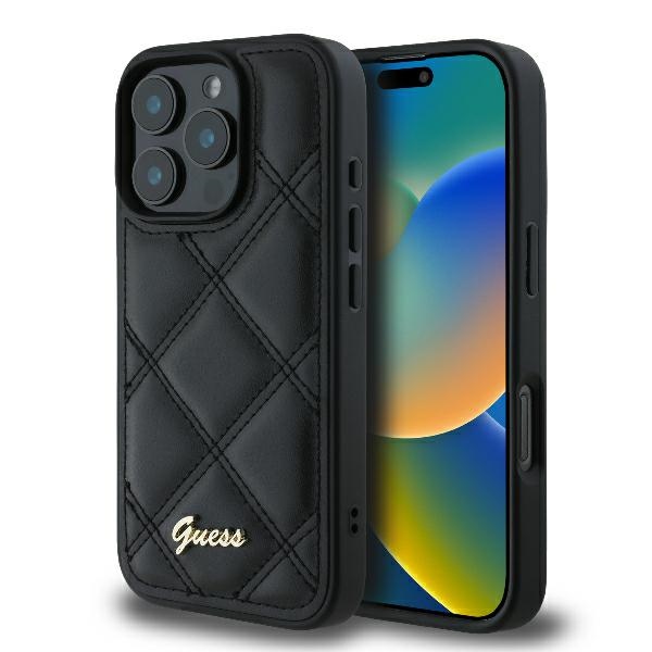 iTok webáruház - Guess Guess Quilted Metal Logo tok iPhone 16 Pro készülékhez (fekete) 1 Guess Quilted Metal Logo iPhone 16 Pro Case (fekete)