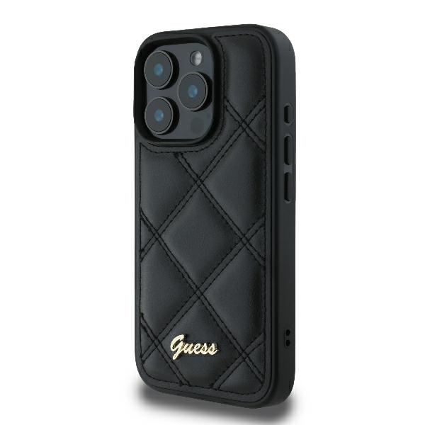 iTok webáruház - Guess Guess Quilted Metal Logo tok iPhone 16 Pro készülékhez (fekete) 2 Guess Quilted Metal Logo iPhone 16 Pro Case (fekete)