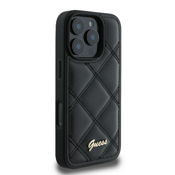 iTok webáruház - Guess Guess Quilted Metal Logo tok iPhone 16 Pro készülékhez (fekete) 4 Guess Quilted Metal Logo iPhone 16 Pro Case (fekete)