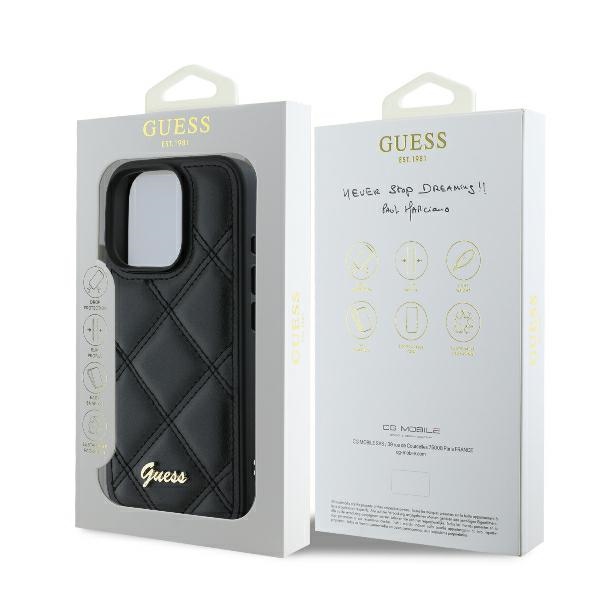 iTok webáruház - Guess Guess Quilted Metal Logo tok iPhone 16 Pro készülékhez (fekete) 8 Guess Quilted Metal Logo iPhone 16 Pro Case (fekete)