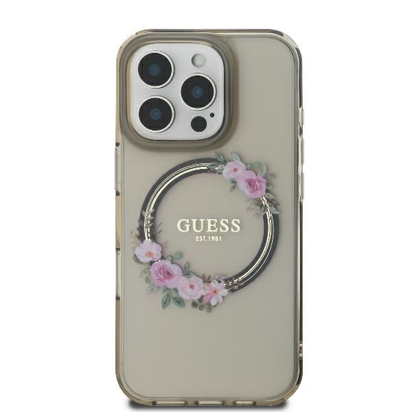 iTok webáruház - Guess Guess IML Flowers Wreath MagSafe tok iPhone 16 Pro készülékhez (fekete) 3 Guess IML Flowers Wreath MagSafe Case for iPhone 16 Pro (fekete)