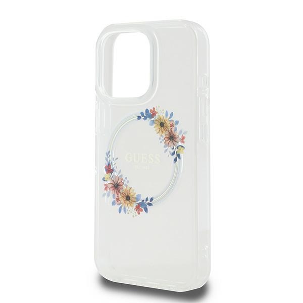 iTok webáruház - Guess Guess IML Flowers Wreath MagSafe tok iPhone 16 Pro készülékhez (átlátszó) 6 Guess IML Flowers Wreath MagSafe Case for iPhone 16 Pro (átlátszó)