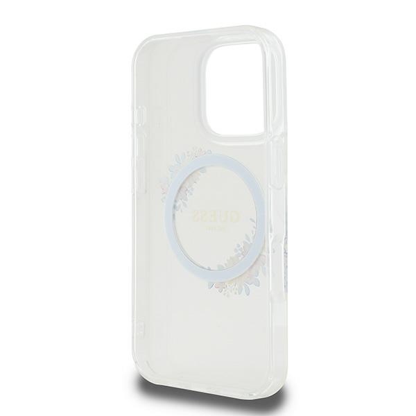 iTok webáruház - Guess Guess IML Flowers Wreath MagSafe tok iPhone 16 Pro készülékhez (átlátszó) 7 Guess IML Flowers Wreath MagSafe Case for iPhone 16 Pro (átlátszó)
