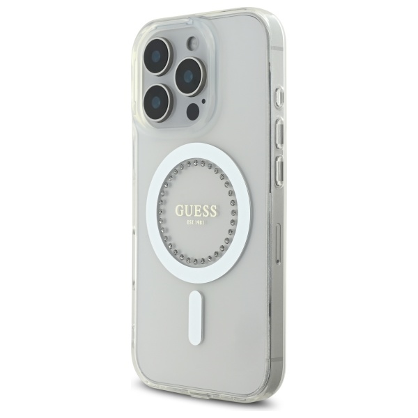 iTok webáruház - Guess Guess IML Rhinestones MagSafe Case for iPhone 16 Pro (fehér) 2 Guess IML Rhinestones MagSafe Case for iPhone 16 Pro (fehér)