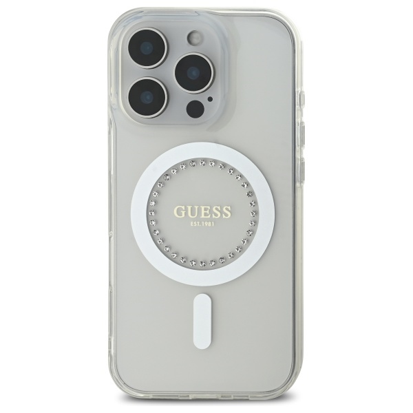 iTok webáruház - Guess Guess IML Rhinestones MagSafe Case for iPhone 16 Pro (fehér) 3 Guess IML Rhinestones MagSafe Case for iPhone 16 Pro (fehér)