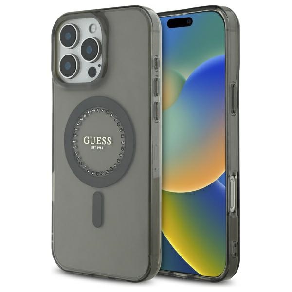 iTok webáruház - Guess Guess IML Rhinestones MagSafe iPhone 16 Pro tok (fekete) 1 Guess IML Rhinestones MagSafe iPhone 16 Pro Case (fekete)