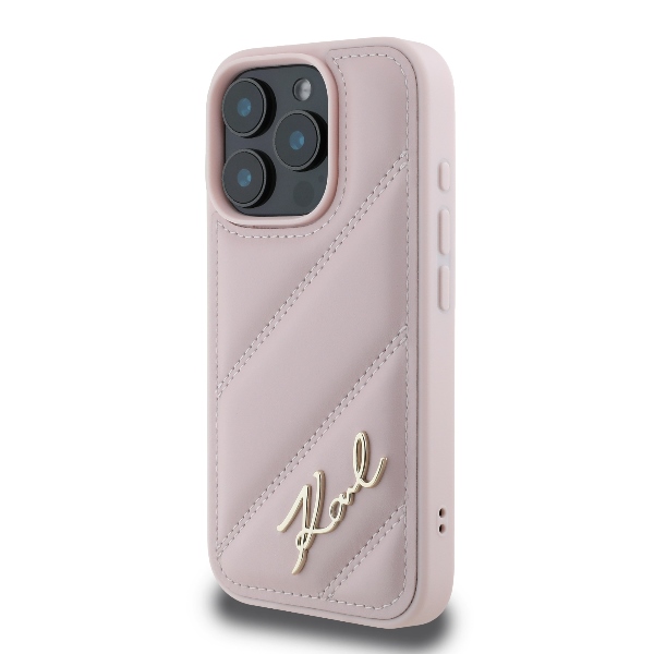iTok webáruház - Karl Lagerfeld Karl Lagerfeld Diagonal Quilted Script tok iPhone 16 Pro készülékhez (rózsaszín) 2 Karl Lagerfeld Quilted Signature iPhone 16 Pro Case (rózsaszín)