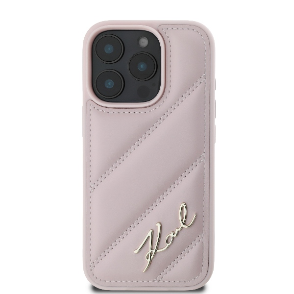 iTok webáruház - Karl Lagerfeld Karl Lagerfeld Diagonal Quilted Script tok iPhone 16 Pro készülékhez (rózsaszín) 3 Karl Lagerfeld Quilted Signature iPhone 16 Pro Case (rózsaszín)