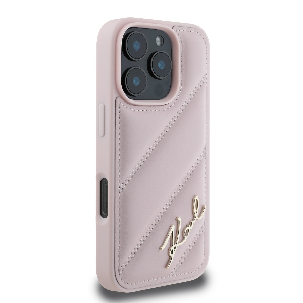 iTok webáruház - Karl Lagerfeld Karl Lagerfeld Diagonal Quilted Script tok iPhone 16 Pro készülékhez (rózsaszín) 4 Karl Lagerfeld Quilted Signature iPhone 16 Pro Case (rózsaszín)