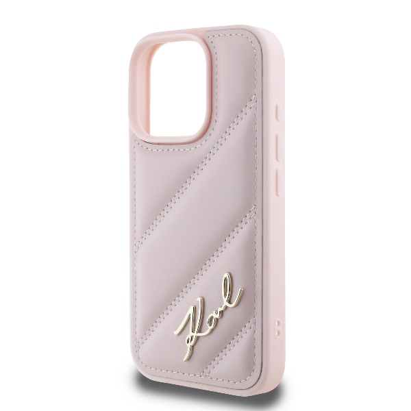 iTok webáruház - Karl Lagerfeld Karl Lagerfeld Diagonal Quilted Script tok iPhone 16 Pro készülékhez (rózsaszín) 6 Karl Lagerfeld Quilted Signature iPhone 16 Pro Case (rózsaszín)