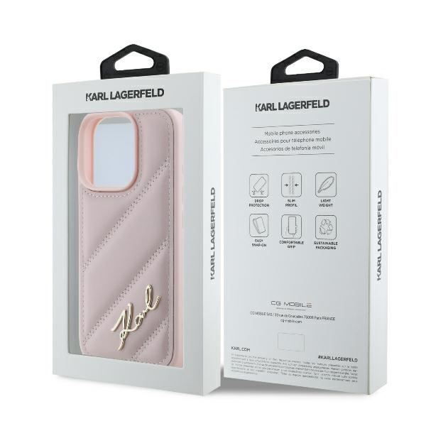 iTok webáruház - Karl Lagerfeld Karl Lagerfeld Diagonal Quilted Script tok iPhone 16 Pro készülékhez (rózsaszín) 8 Karl Lagerfeld Quilted Signature iPhone 16 Pro Case (rózsaszín)