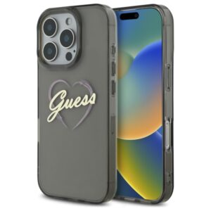 Guess IML Heart tok iPhone 16 Pro készülékhez (fekete)