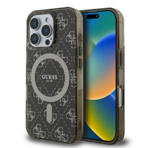 Guess IML 4G Background MagSafe tok iPhone 16 Pro készülékhez (barna)