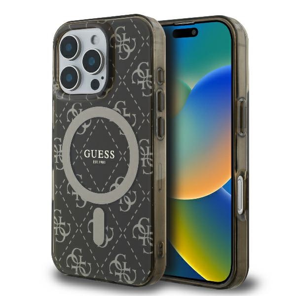 iTok webáruház - Guess Guess IML 4G Background MagSafe tok iPhone 16 Pro készülékhez (barna) 1 Guess IML 4G Background MagSafe iPhone 16 Pro Case (barna)