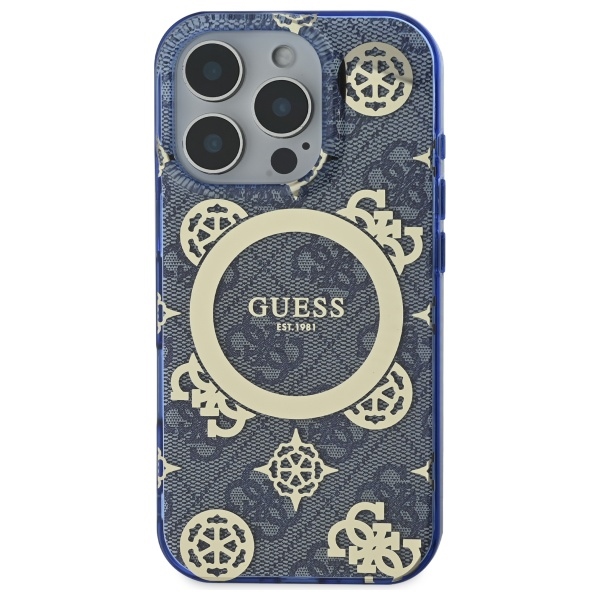 iTok webáruház - Guess Guess IML Peony On 4G Background MagSafe tok iPhone 16 Pro készülékhez (kék) 3 Guess IML Peony On 4G Background MagSafe Case for iPhone 16 Pro (kék)