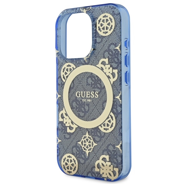 iTok webáruház - Guess Guess IML Peony On 4G Background MagSafe tok iPhone 16 Pro készülékhez (kék) 6 Guess IML Peony On 4G Background MagSafe Case for iPhone 16 Pro (kék)