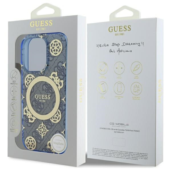 iTok webáruház - Guess Guess IML Peony On 4G Background MagSafe tok iPhone 16 Pro készülékhez (kék) 8 Guess IML Peony On 4G Background MagSafe Case for iPhone 16 Pro (kék)