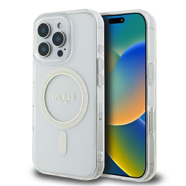 iTok webáruház - Guess Guess GUHMP16LHFGERET iPhone 16 Pro 6,3" átlátszó tok IML Glitter Circle MagSafe 1 Guess GUHMP16LHFGERET iPhone 16 Pro 6.3" transparent hardcase IML Glitter Circle MagSafe