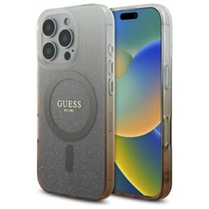 Guess IML Glitter Gradient MagSafe tok iPhone 16 Pro készülékhez (barna)