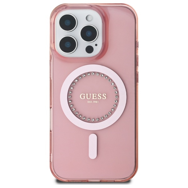 iTok webáruház - Guess Guess IML Rhinestones MagSafe tok iPhone 16 Pro készülékhez (rózsaszín) 3 Guess IML Rhinestones MagSafe iPhone 16 Pro Case (rózsaszín)