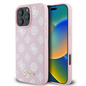 Guess Peony Script Logo MagSafe tok iPhone 16 Pro készülékhez (rózsaszín)
