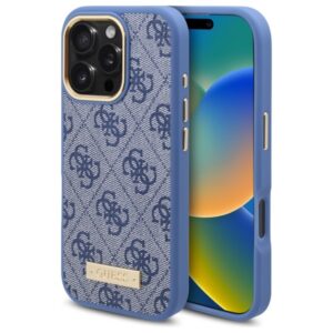 Guess 4G Logo Plate MagSafe tok iPhone 16 Pro készülékhez (kék)