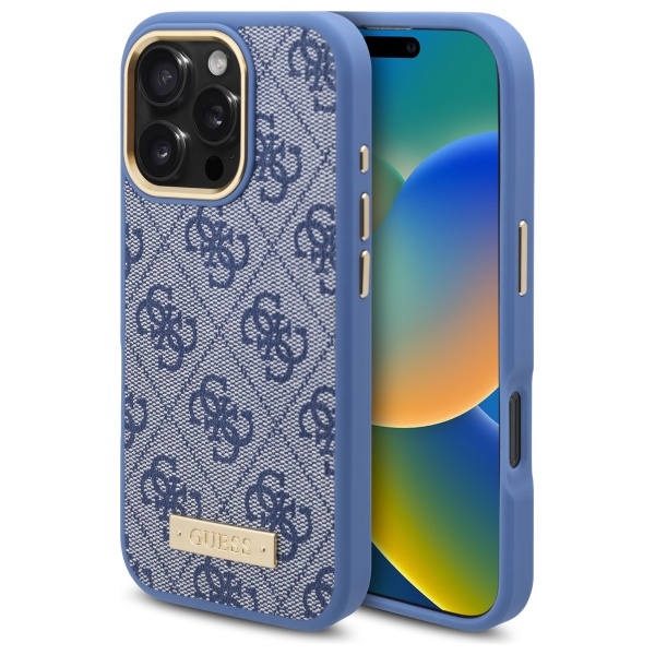 iTok webáruház - Guess Guess 4G Logo Plate MagSafe tok iPhone 16 Pro készülékhez (kék) 1 Guess 4G Logo Plate MagSafe Case for iPhone 16 Pro (kék)