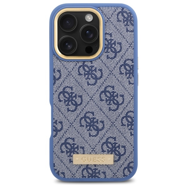 iTok webáruház - Guess Guess 4G Logo Plate MagSafe tok iPhone 16 Pro készülékhez (kék) 3 Guess 4G Logo Plate MagSafe Case for iPhone 16 Pro (kék)