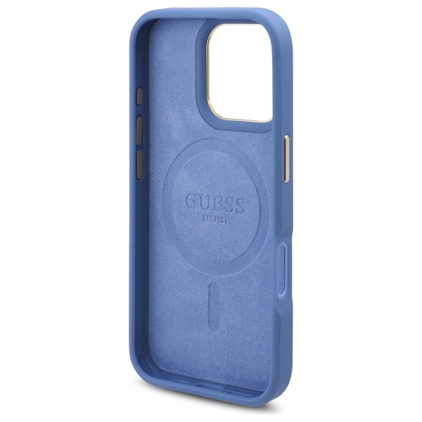 iTok webáruház - Guess Guess 4G Logo Plate MagSafe tok iPhone 16 Pro készülékhez (kék) 7 Guess 4G Logo Plate MagSafe Case for iPhone 16 Pro (kék)