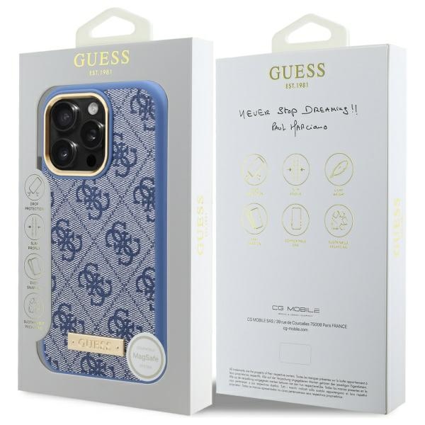 iTok webáruház - Guess Guess 4G Logo Plate MagSafe tok iPhone 16 Pro készülékhez (kék) 8 Guess 4G Logo Plate MagSafe Case for iPhone 16 Pro (kék)