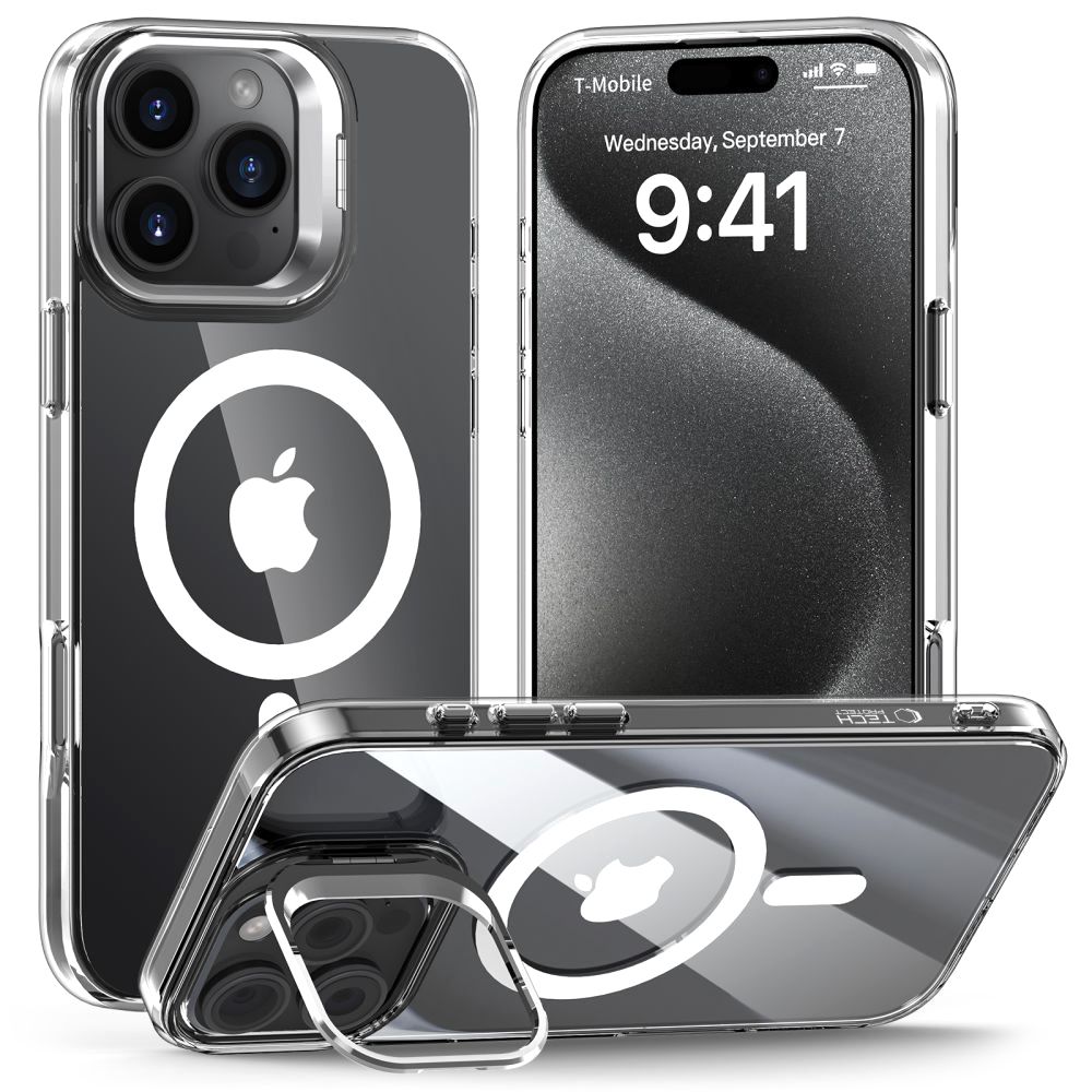 iTok webáruház - Tech-Protect Tech-Protect MagStand MagSafe tok iPhone 16 Pro készülékhez (átlátszó) 1 Tech-Protect MagStand MagSafe Case for iPhone 16 Pro (átlátszó)