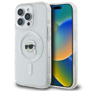 Karl Lagerfeld IML Metal Karl Head MagSafe tok iPhone 16 Pro készülékhez (fehér)
