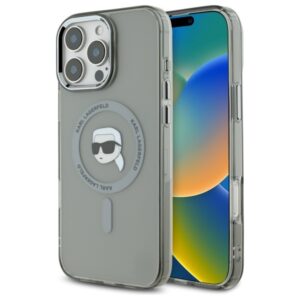 Karl Lagerfeld IML Metal Karl Head MagSafe tok iPhone 16 Pro készülékhez (fekete)