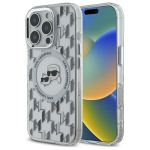 Karl Lagerfeld IML Monogram Karl & Choupette Head MagSafe iPhone 16 Pro tok (átlátszó)
