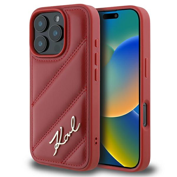 iTok webáruház - Karl Lagerfeld Karl Lagerfeld Quilted Signature tok iPhone 16 Pro készülékhez (piros) 1 Karl Lagerfeld Quilted Signature iPhone 16 Pro Case (piros)