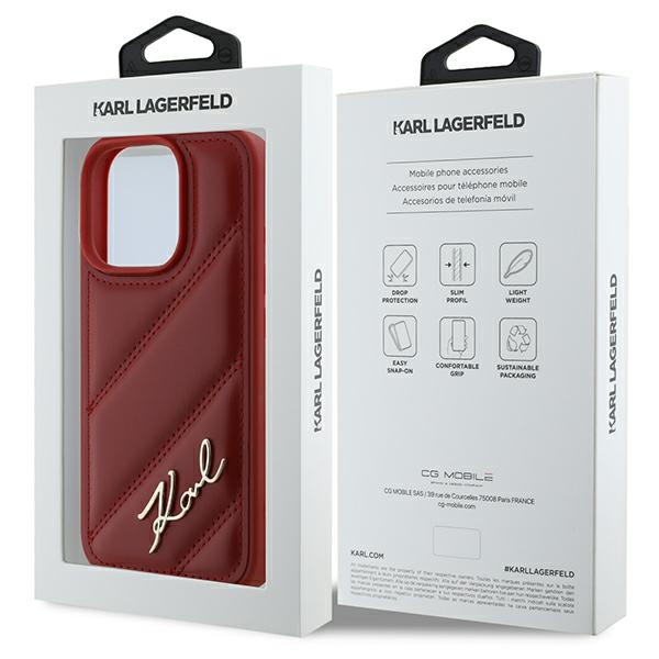 iTok webáruház - Karl Lagerfeld Karl Lagerfeld Quilted Signature tok iPhone 16 Pro készülékhez (piros) 8 Karl Lagerfeld Quilted Signature iPhone 16 Pro Case (piros)
